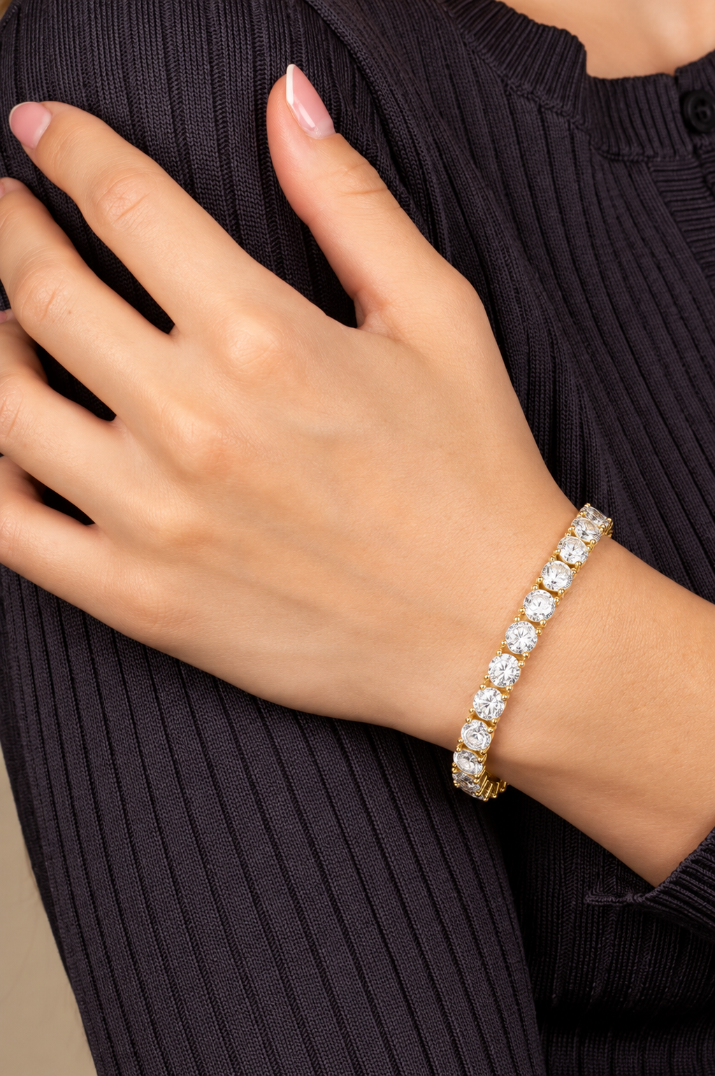 Crescenza Graduated Round Lab Grown Diamond Chain Bracelet