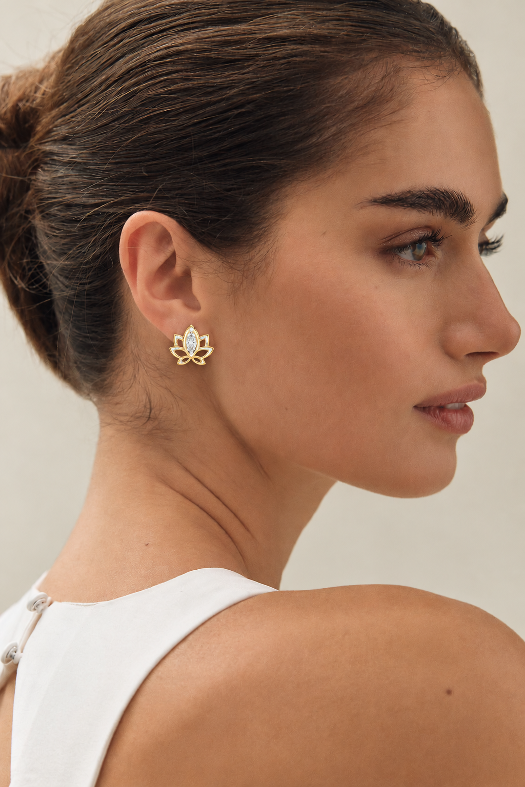 Padmelle Open Lotus Marquise Solitaire Lab Grown Diamond Earrings
