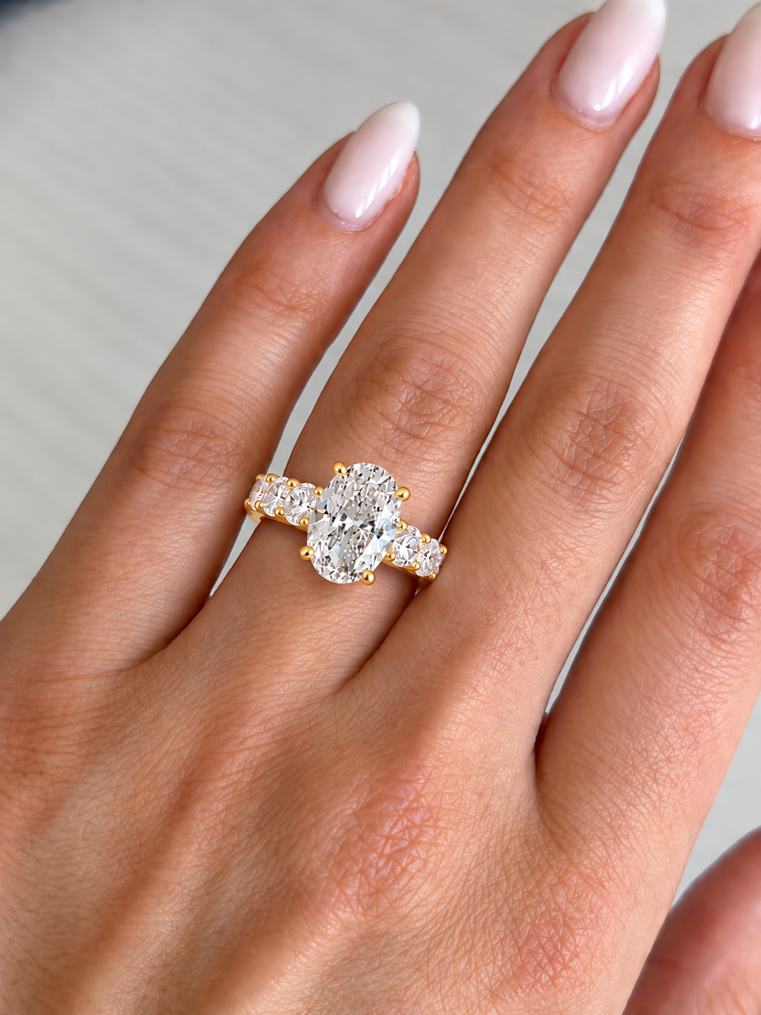 Celestria Three-Stone Lab Grown Diamond Engagement Ring.