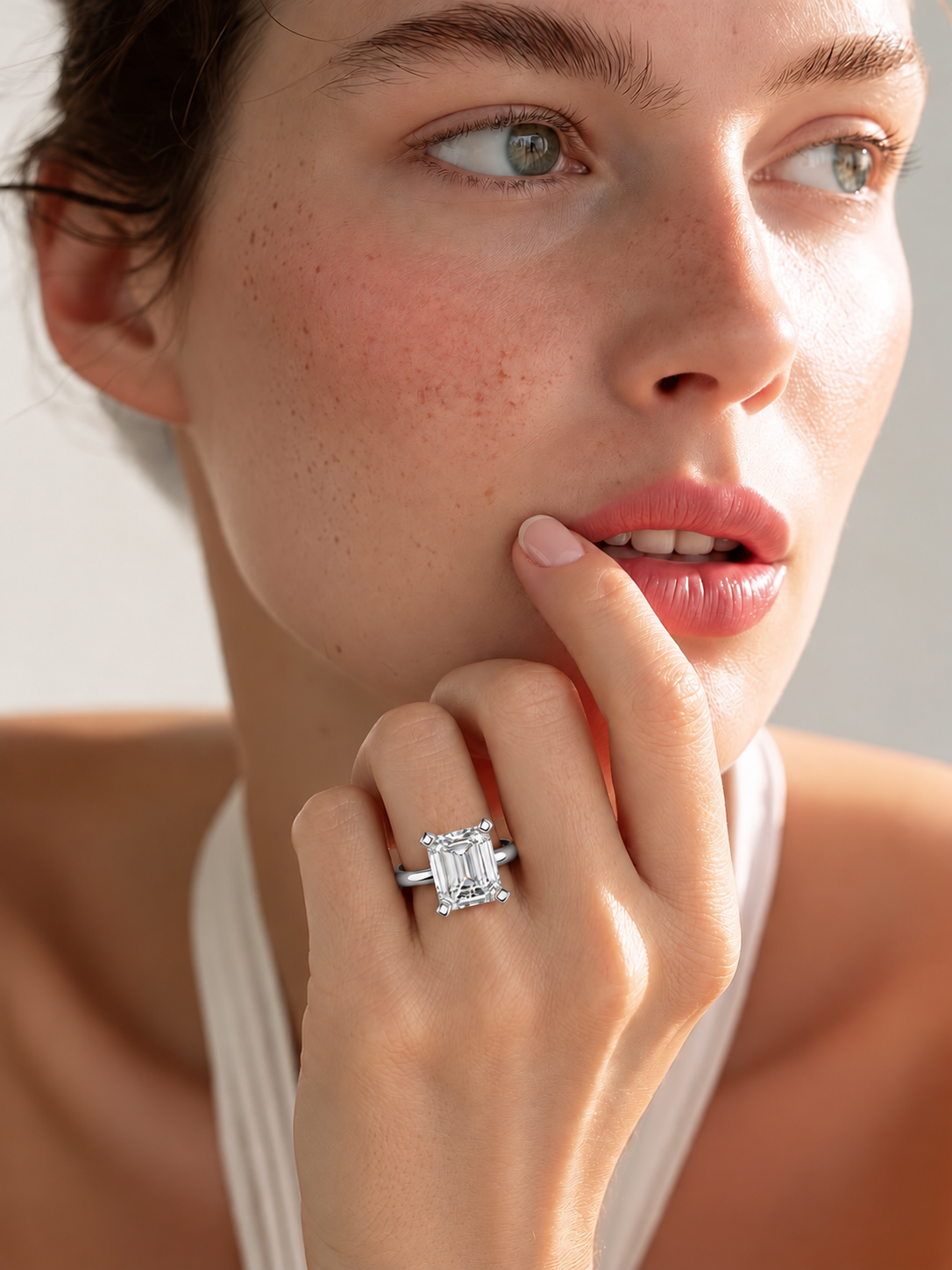 Emerald Cut Lab Grown Diamond Solitaire Engagement Ring