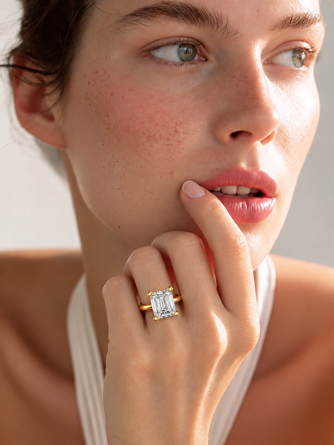 Emerald Cut Lab Grown Diamond Solitaire Engagement Ring