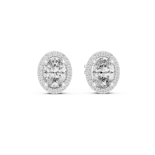 Oval-Cut Diamond Halo Earrings – Fine.