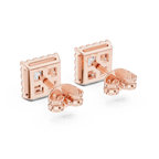 Elegant Princess Cut Diamond Double Halo Studs