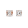 Elegant Princess Cut Diamond Double Halo Studs