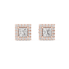 Elegant Princess Cut Diamond Double Halo Studs