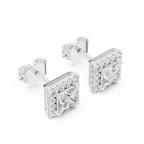 Elegant Princess Cut Diamond Double Halo Studs