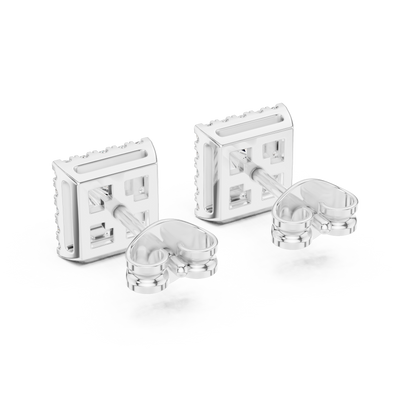 Elegant Princess Cut Diamond Double Halo Studs