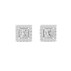 Elegant Princess Cut Diamond Double Halo Studs