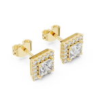Elegant Princess Cut Diamond Double Halo Studs