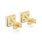 Elegant Princess Cut Diamond Double Halo Studs