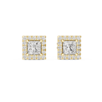 Elegant Princess Cut Diamond Double Halo Studs