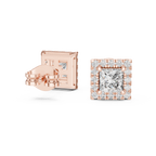 Elegant Princess Cut Diamond Double Halo Studs