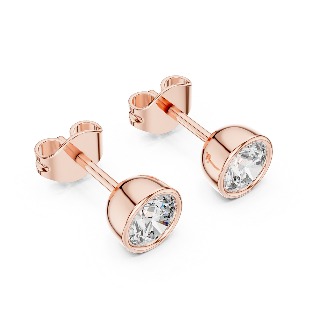 Timeless Bezel-Set Diamond Studs in Polished Gold