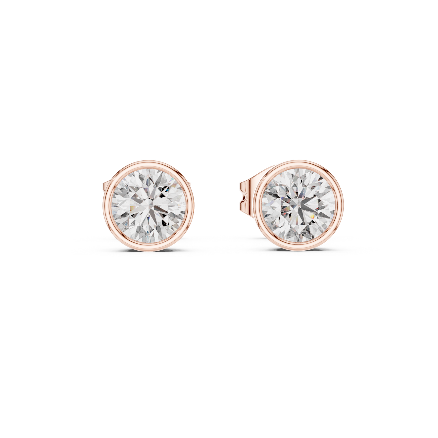 Timeless Bezel-Set Diamond Studs in Polished Gold