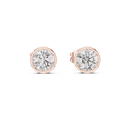 Timeless Bezel-Set Diamond Studs in Polished Gold