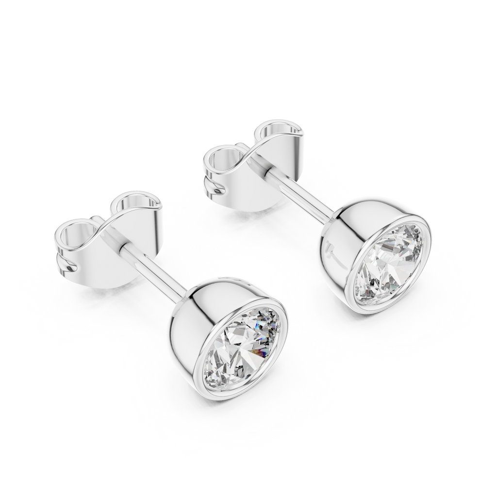Timeless Bezel-Set Diamond Studs in Polished Gold