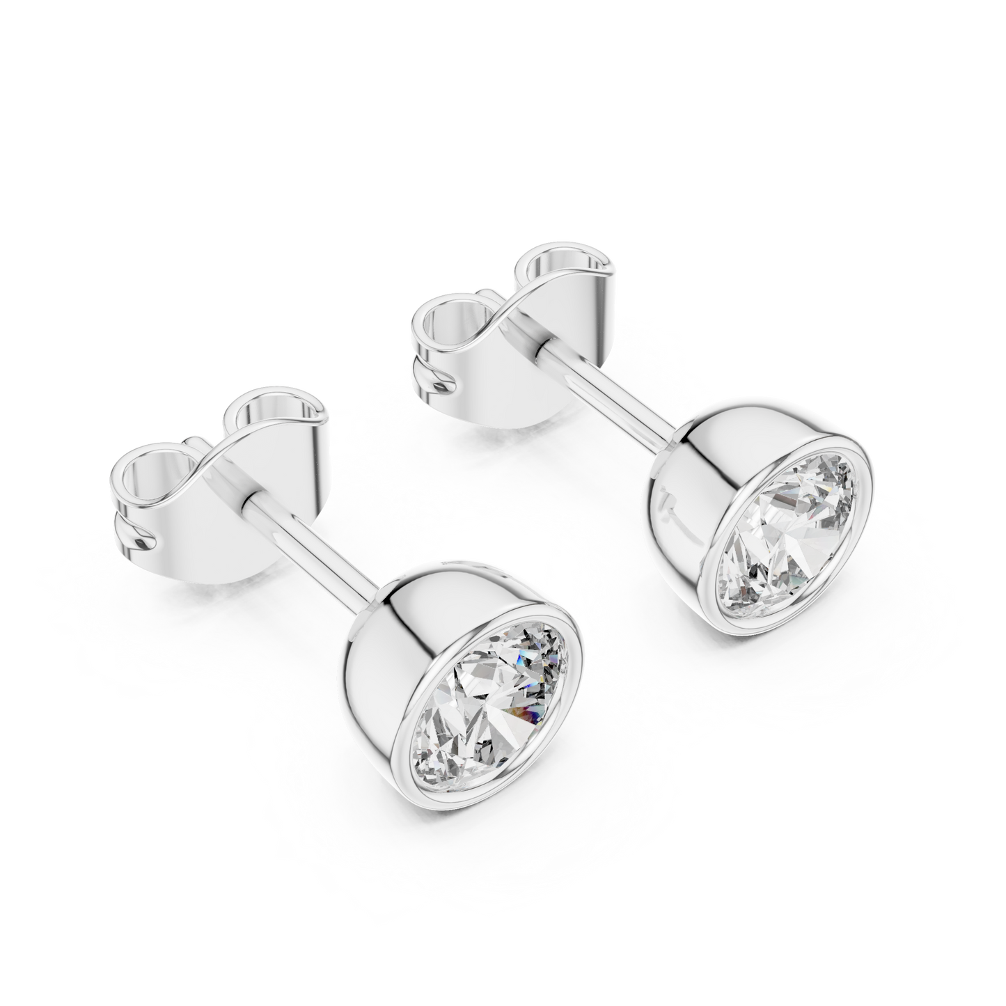 Timeless Bezel-Set Diamond Studs in Polished Gold