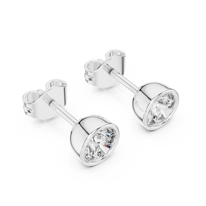 Timeless Bezel-Set Diamond Studs in Polished Gold