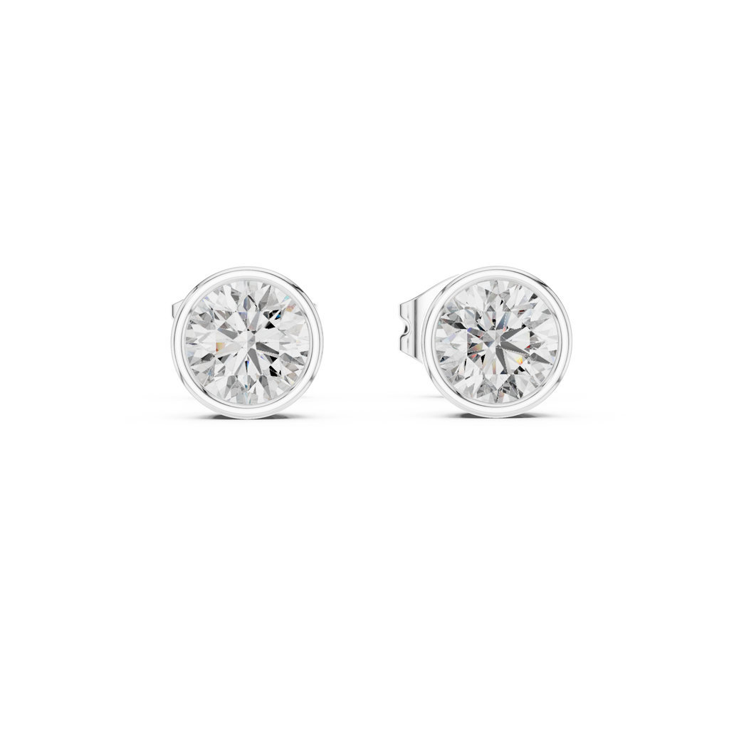 Timeless Bezel-Set Diamond Studs in Polished Gold