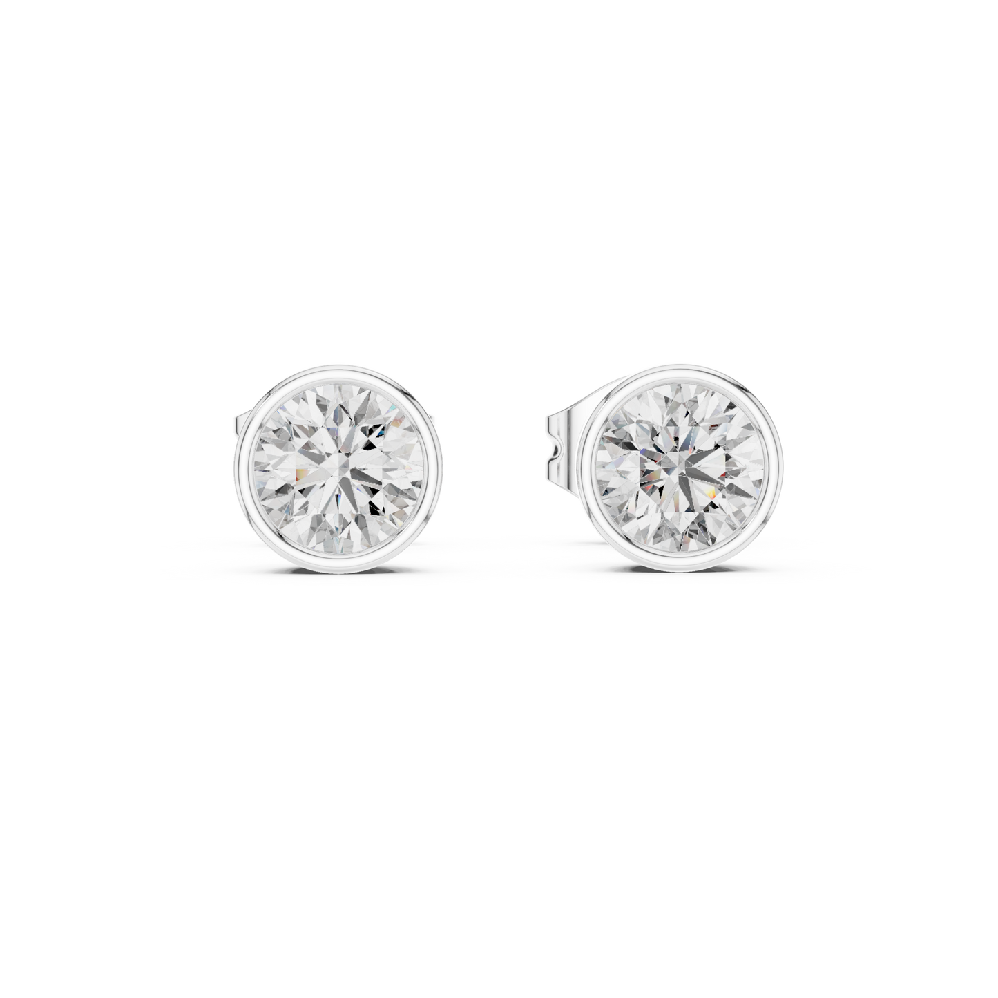 Timeless Bezel-Set Diamond Studs in Polished Gold