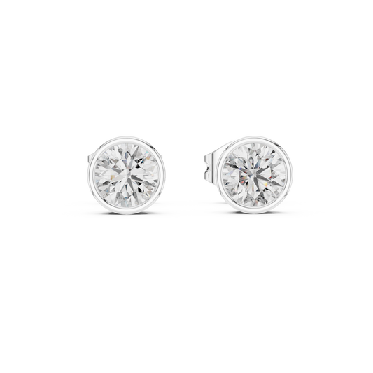 Timeless Bezel-Set Diamond Studs in Polished Gold