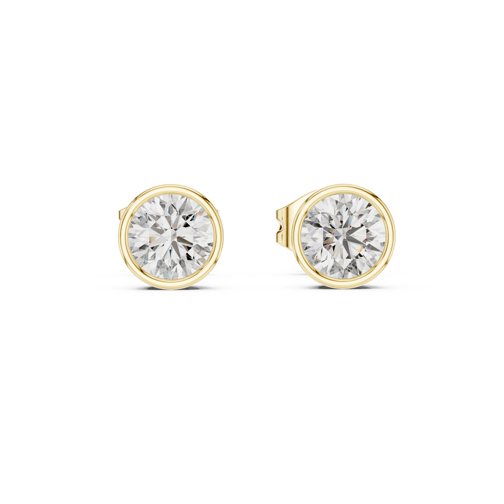 Timeless Bezel-Set Diamond Studs in Polished Gold
