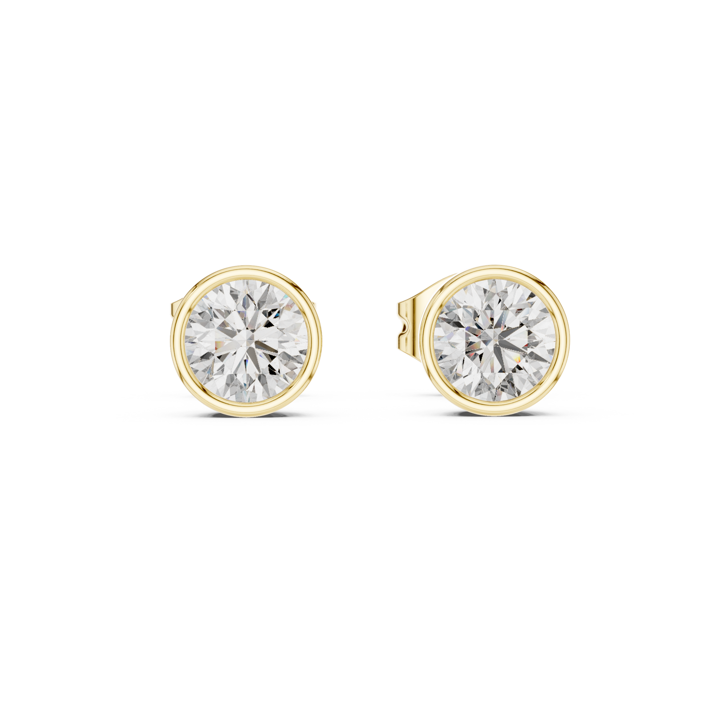 Timeless Bezel-Set Diamond Studs in Polished Gold
