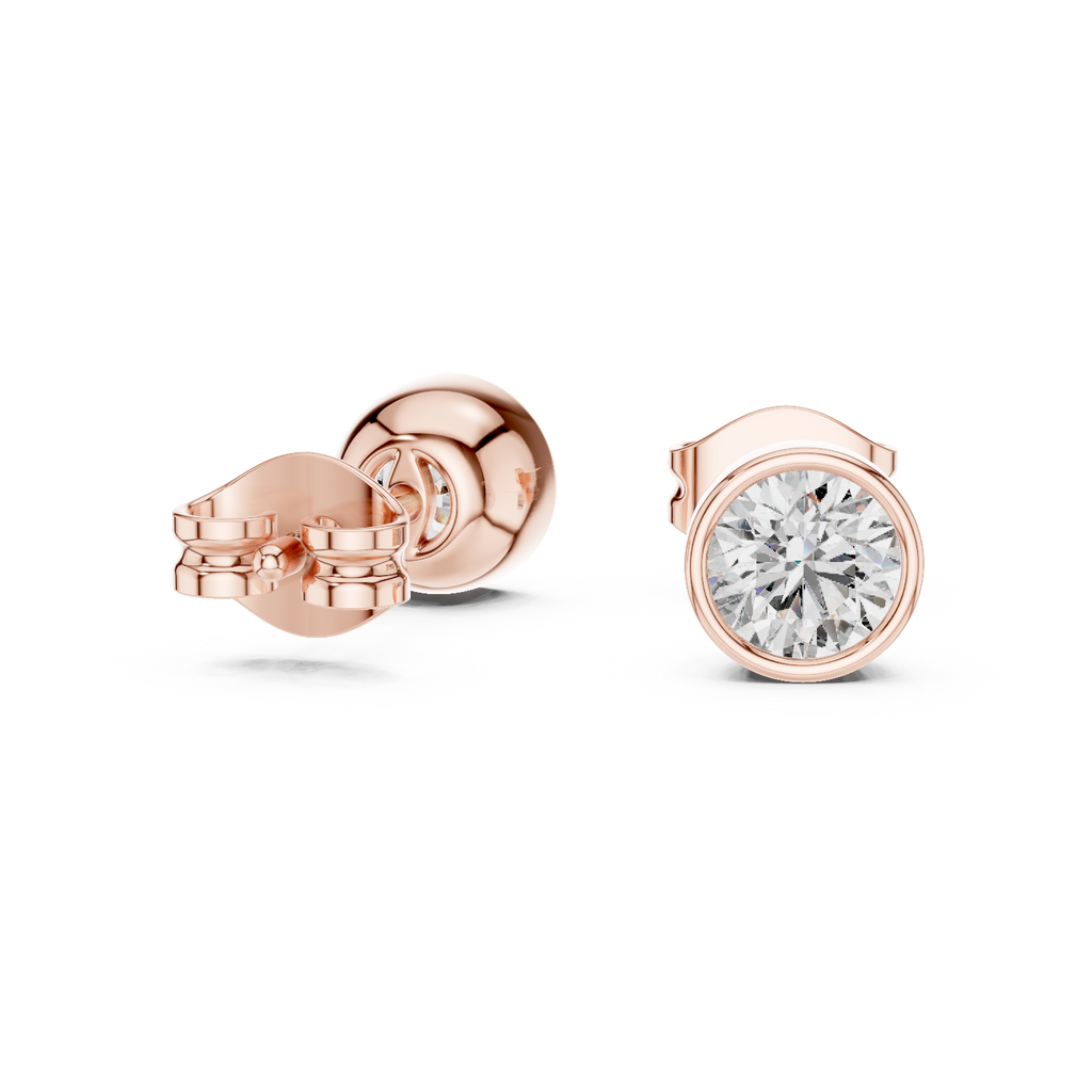 Timeless Bezel-Set Diamond Studs in Polished Gold