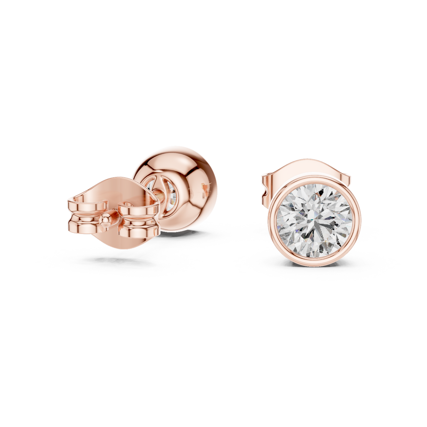 Timeless Bezel-Set Diamond Studs in Polished Gold