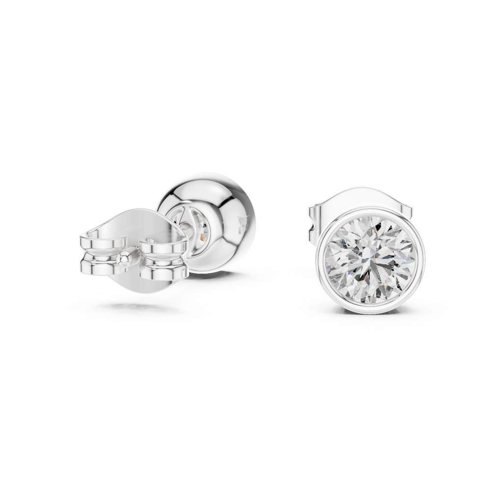 Timeless Bezel-Set Diamond Studs in Polished Gold