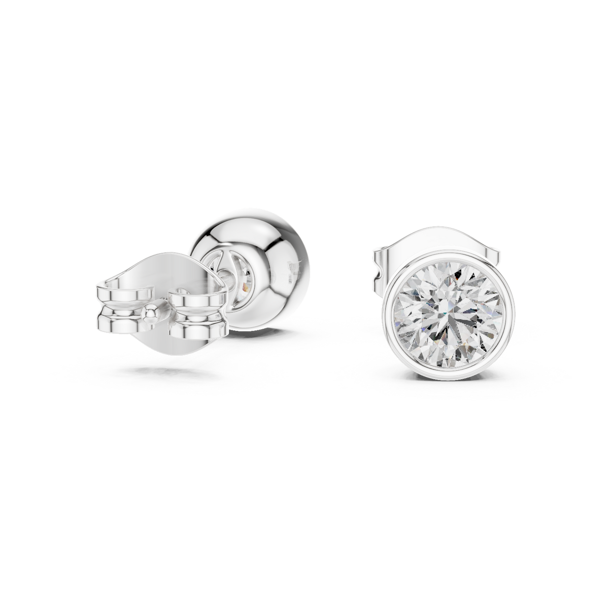 Timeless Bezel-Set Diamond Studs in Polished Gold
