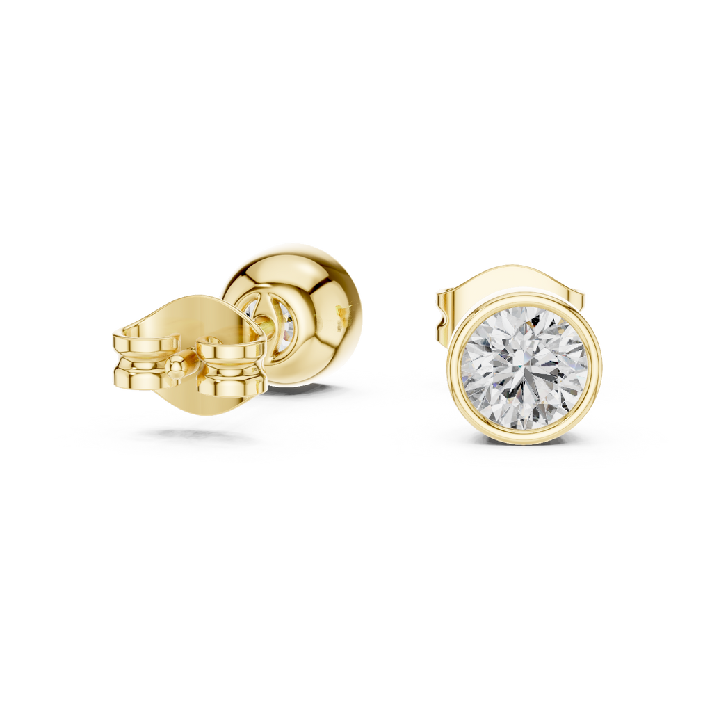 Timeless Bezel-Set Diamond Studs in Polished Gold