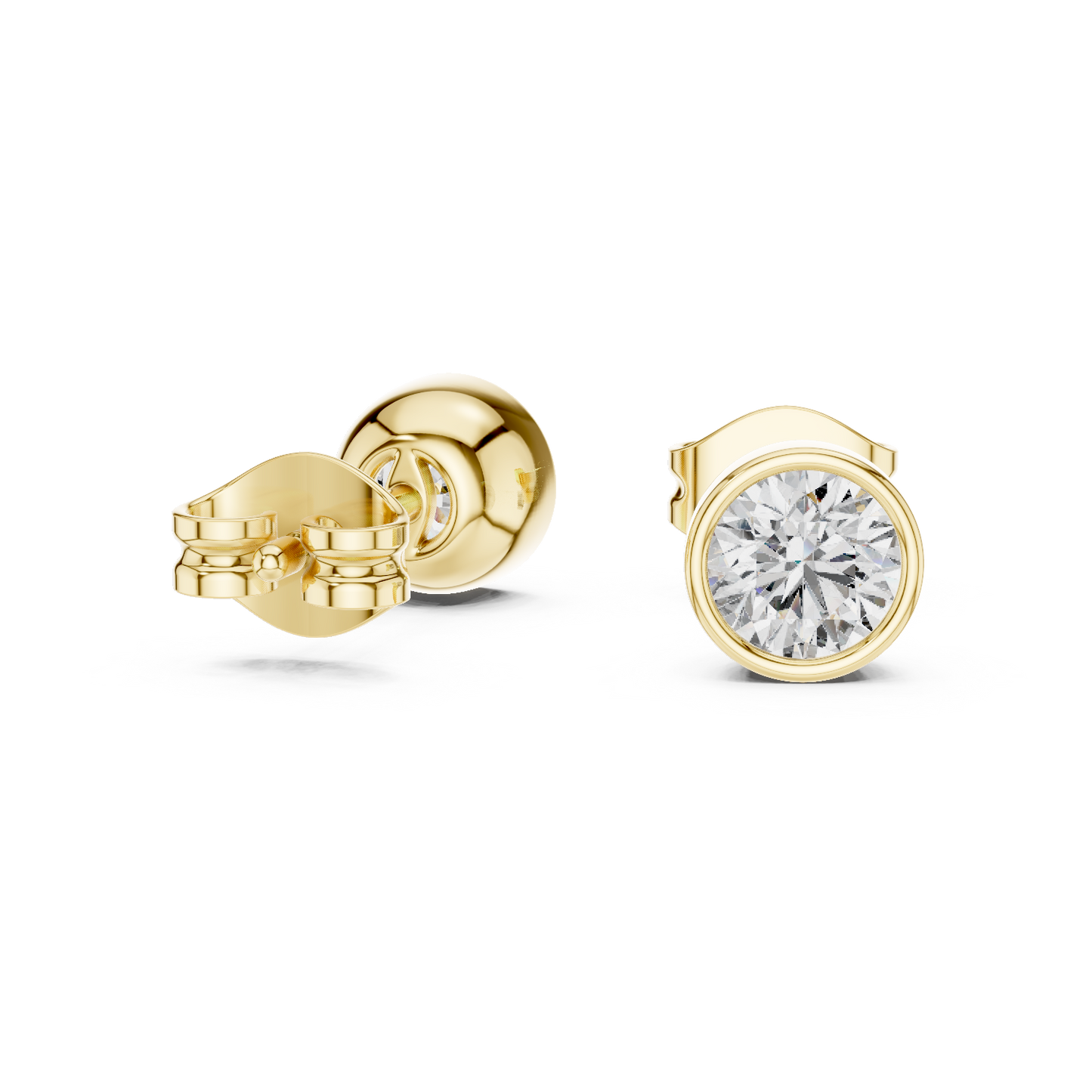 Timeless Bezel-Set Diamond Studs in Polished Gold
