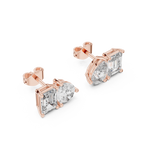 Fine Diamond Duo Studs – Emerald & Pear Cut