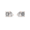 Fine Diamond Duo Studs – Emerald & Pear Cut