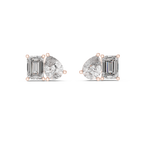 Fine Diamond Duo Studs – Emerald & Pear Cut