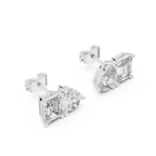Fine Diamond Duo Studs – Emerald & Pear Cut