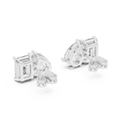 Fine Diamond Duo Studs – Emerald & Pear Cut