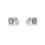 Fine Diamond Duo Studs – Emerald & Pear Cut