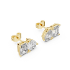 Fine Diamond Duo Studs – Emerald & Pear Cut