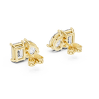 Fine Diamond Duo Studs – Emerald & Pear Cut