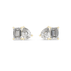 Fine Diamond Duo Studs – Emerald & Pear Cut