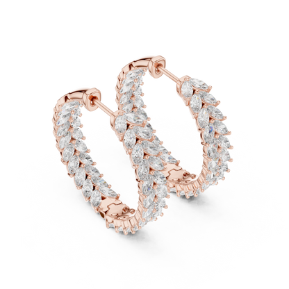Luxe Marquise Diamond Hoops – Rose Gold Statement Earrings