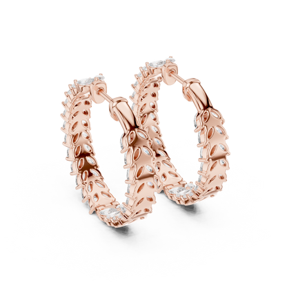 Luxe Marquise Diamond Hoops – Rose Gold Statement Earrings