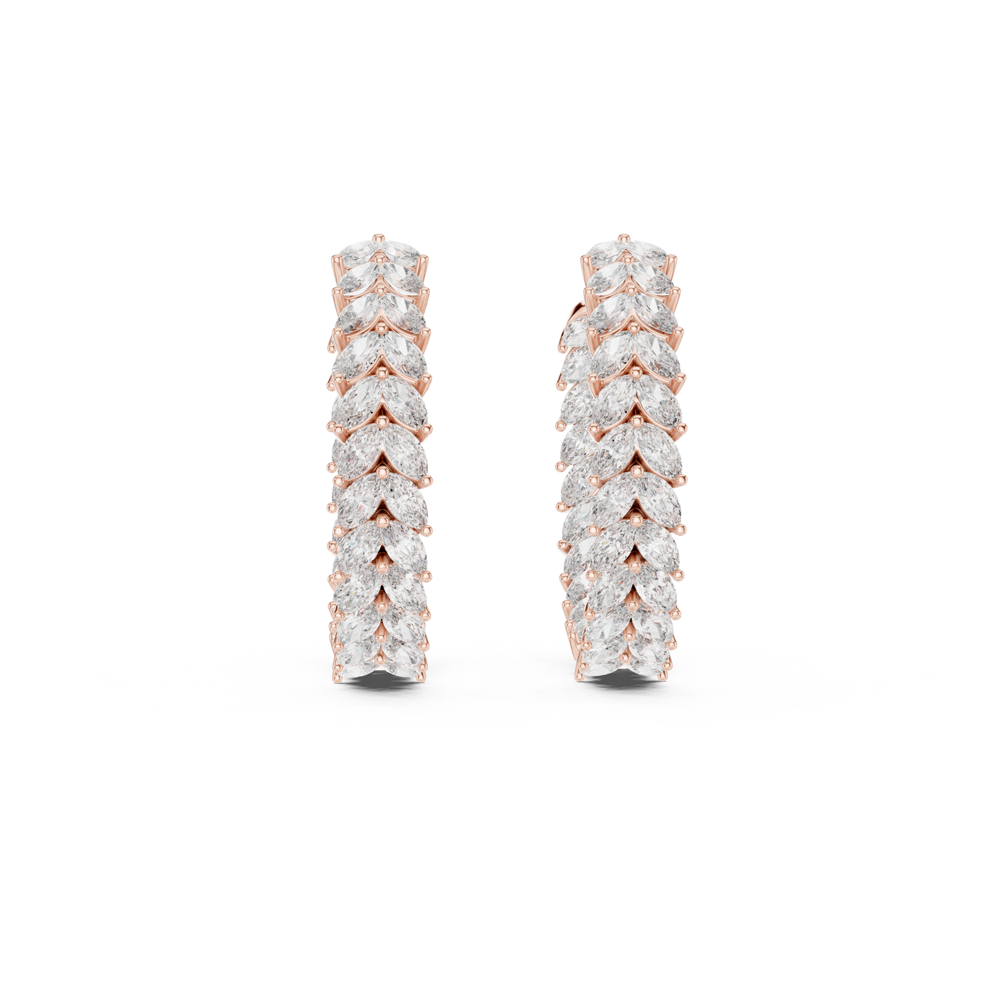 Luxe Marquise Diamond Hoops – Rose Gold Statement Earrings