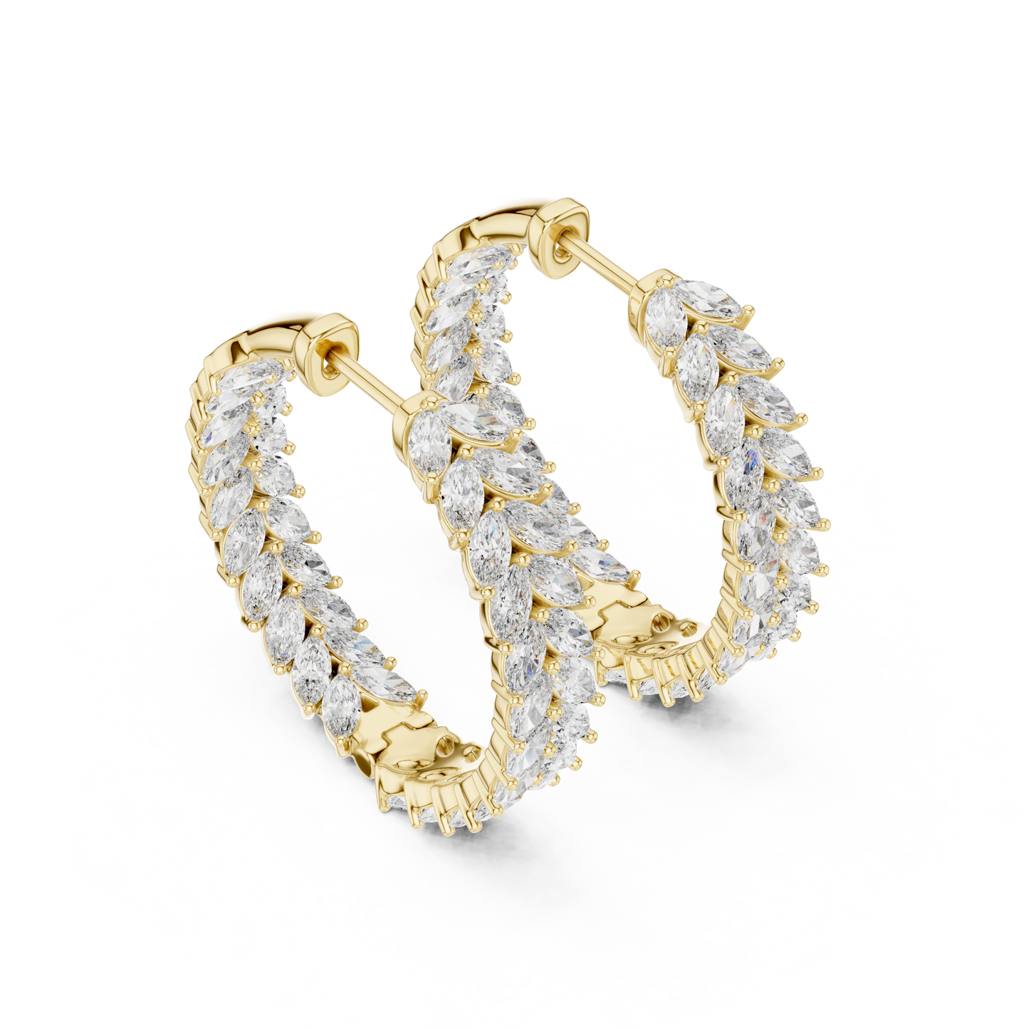 Luxe Marquise Diamond Hoops – Rose Gold Statement Earrings