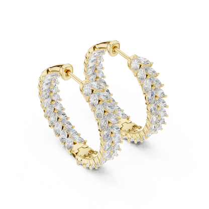 Luxe Marquise Diamond Hoops – Rose Gold Statement Earrings