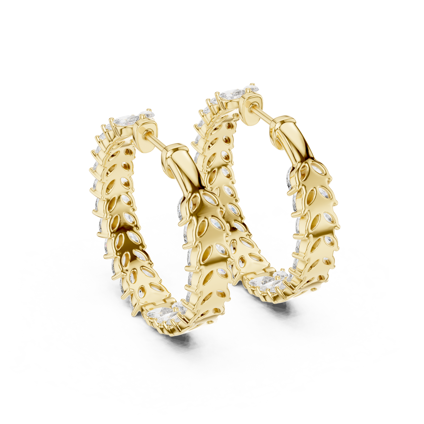 Luxe Marquise Diamond Hoops – Rose Gold Statement Earrings