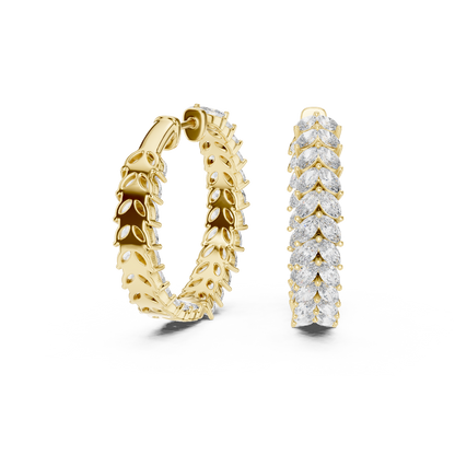 Luxe Marquise Diamond Hoops – Rose Gold Statement Earrings
