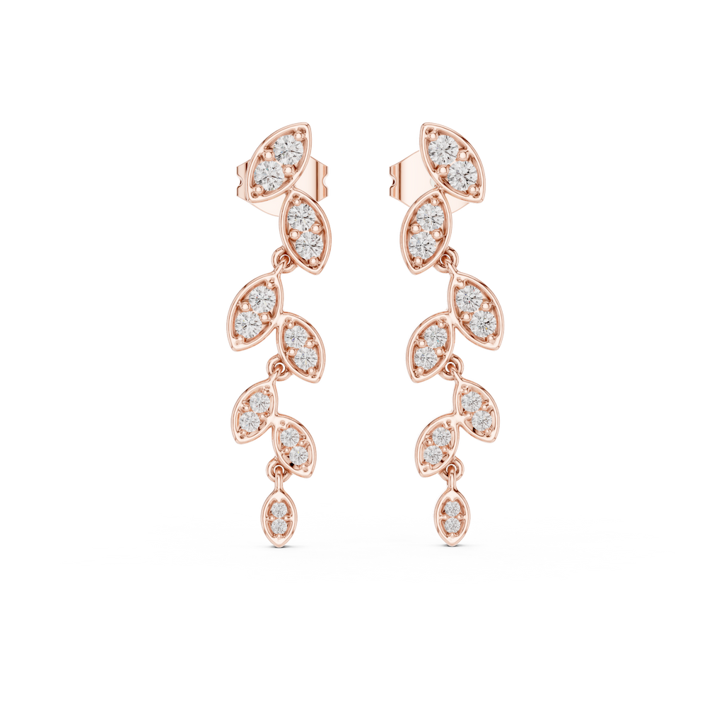 Funkelnde Diamant-Gold-Creolen | Ohrringe mit Blumenmuster
